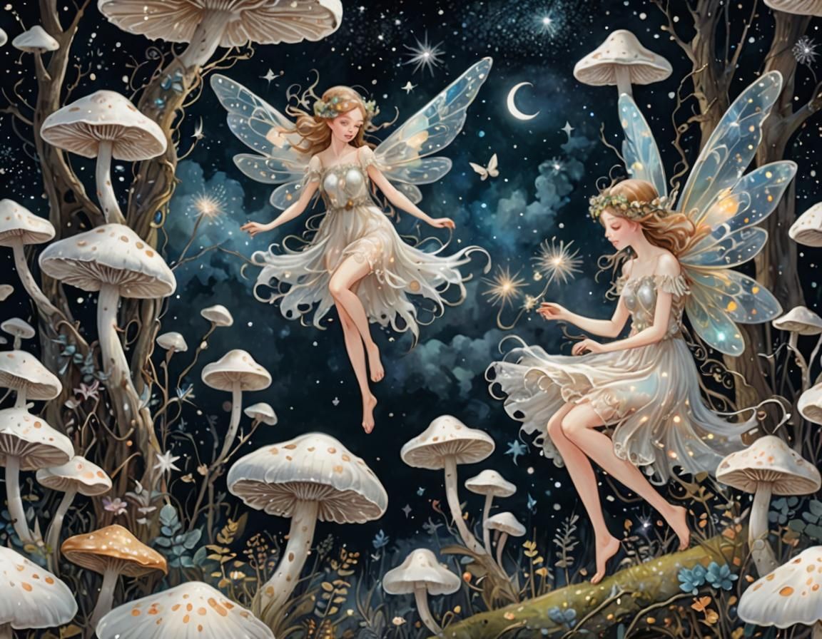 Fairies Weaving Spells in a Moonlit Glade