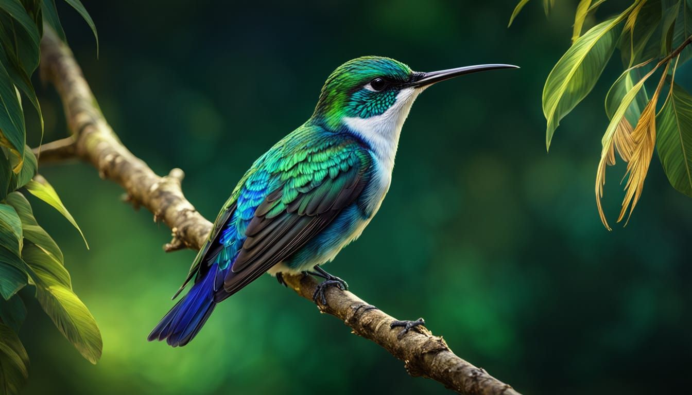 White-vented Violetear in Lush Digital Art