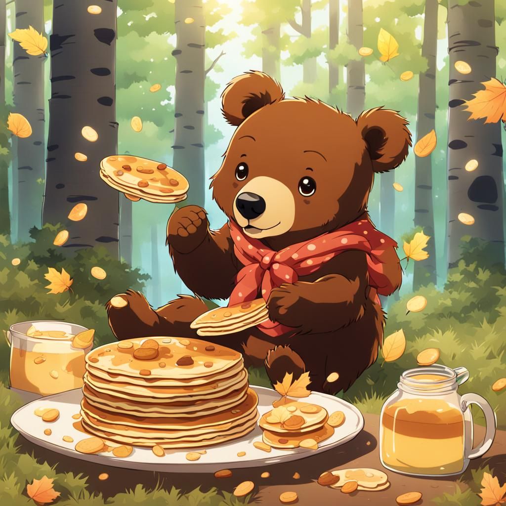 Brown Bear Plays with Pancakes: Anime Style