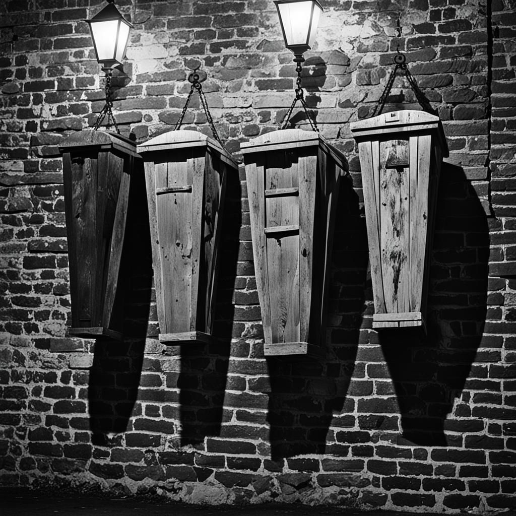 Antique Black and White Coffins Photograph