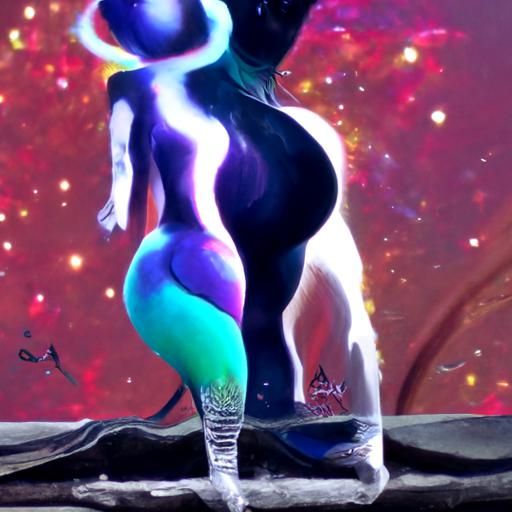 Holographic Slim Alien: Cosmic Astral Illustration