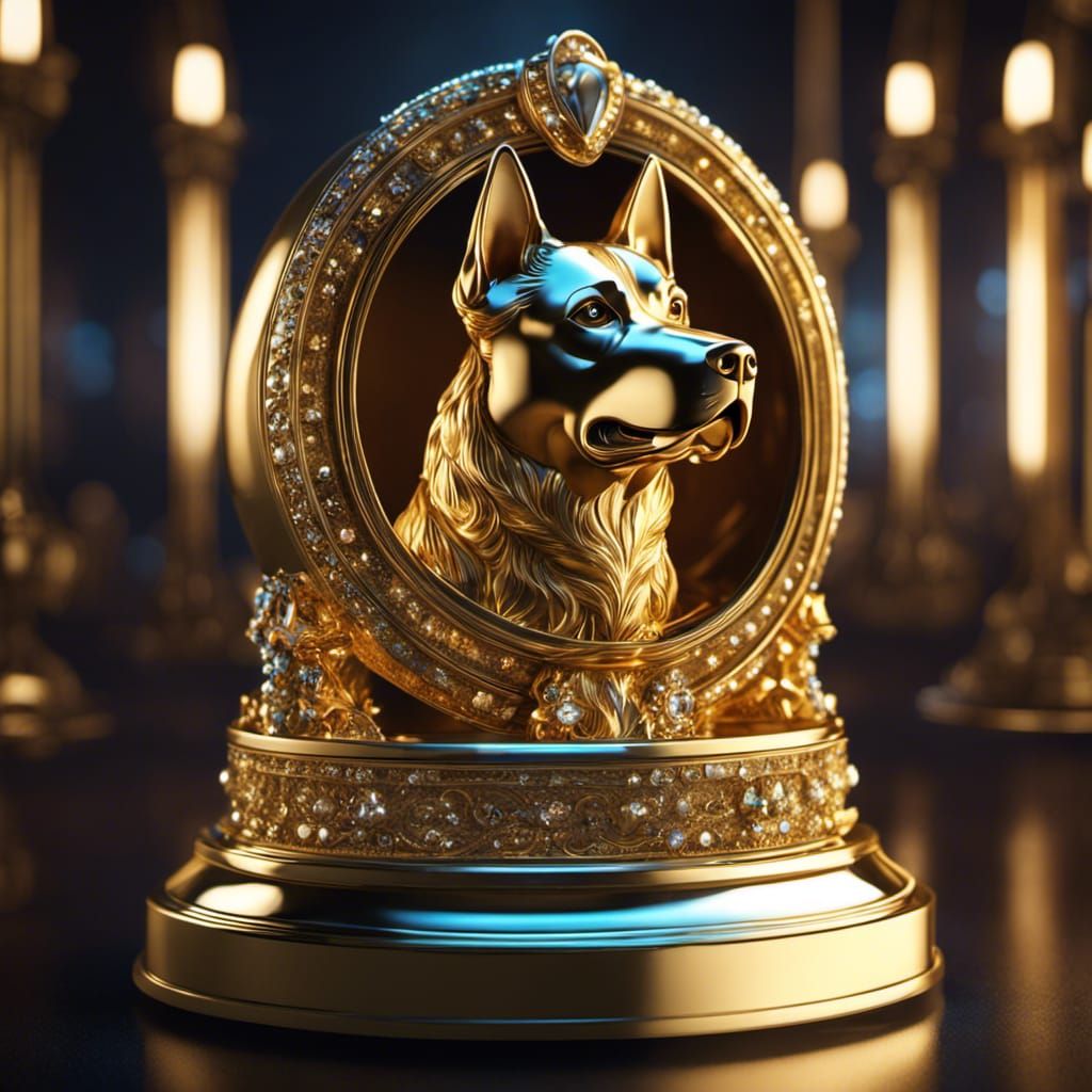 Gold dog trophy