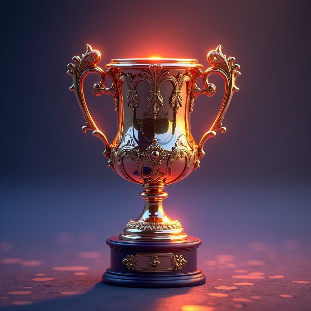 Elegant Podcast Trophy Design in Dreamlike Realm