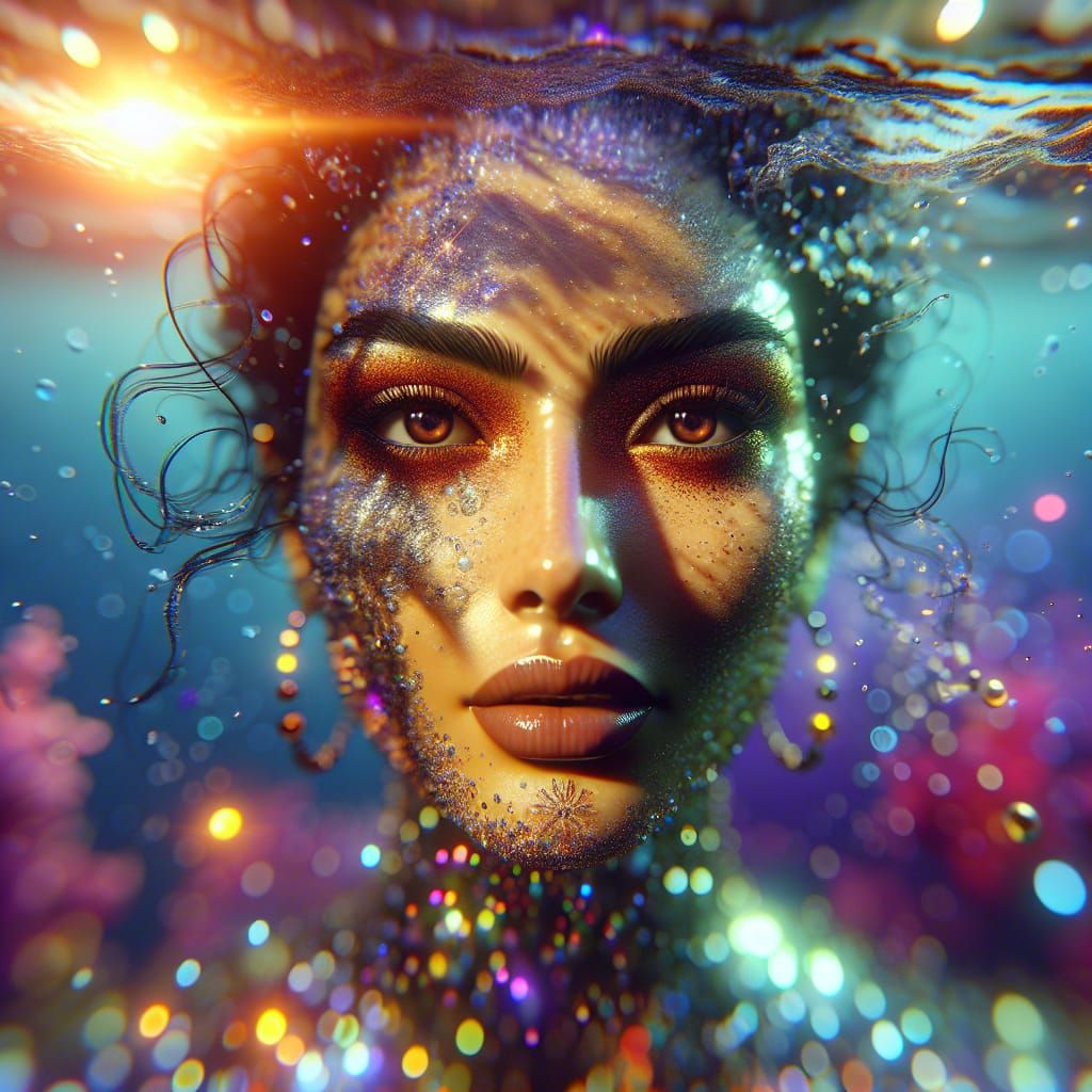 Breathtaking Turkish Lady Spirit Underwater in Chiaroscuro