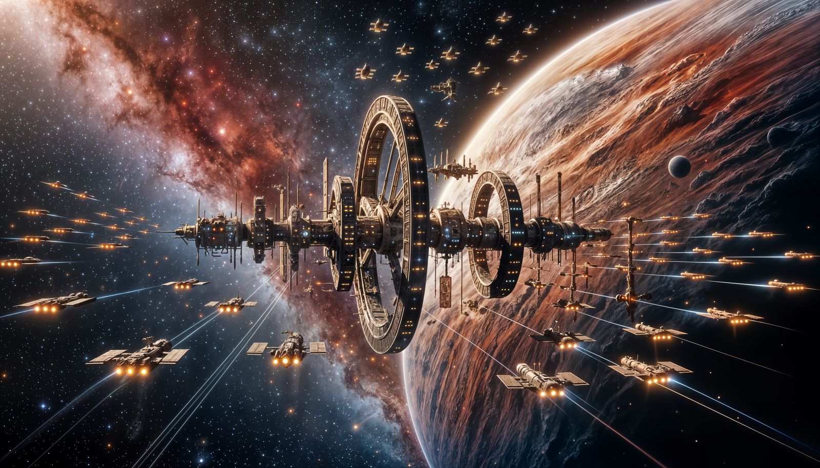 Ancient Space Station Orbiting Red Desert Planet