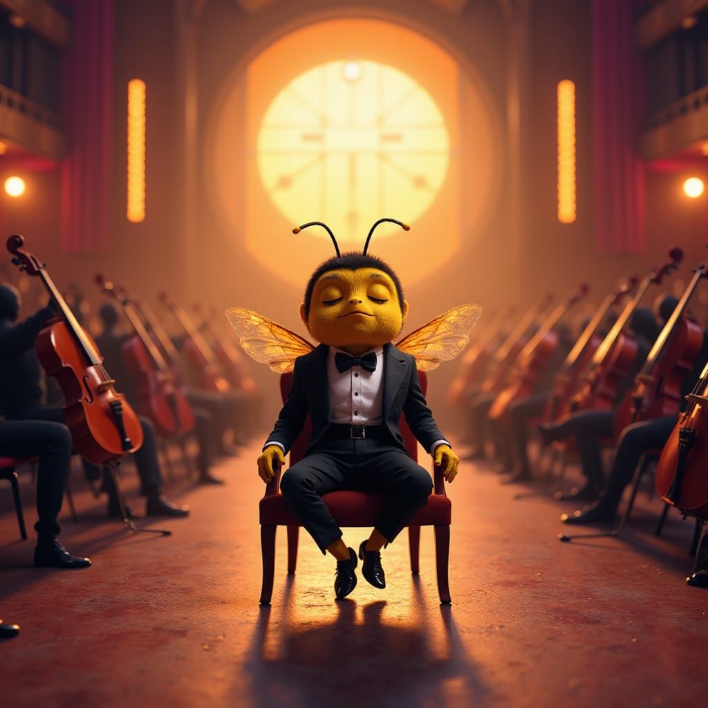 Sleepy Bumblebee at Orchestra Concert, Pixar Style