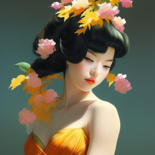 Mango Pin-Up: Art Nouveau Portrait