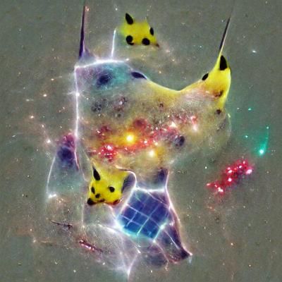 Cosmic Pikachu in Colorful Celestial Space