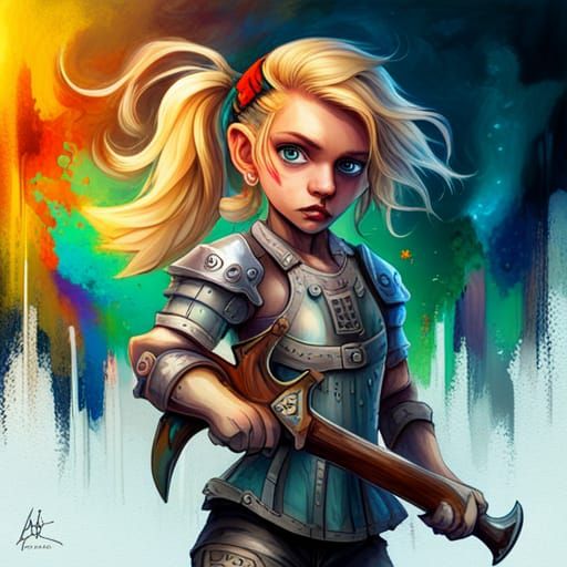 Halfling Warrior in Graffiti Art Style
