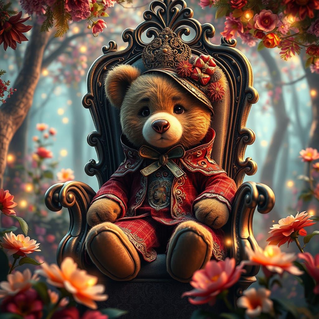 Fantasy Teddy Bear Throne Scene in Victorian Era Fantasy Art...