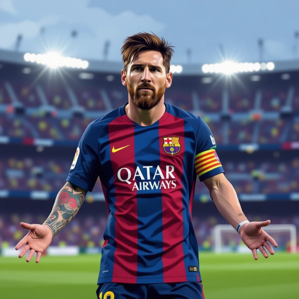 Lionel Messi Illustration in Ash Thorp Style