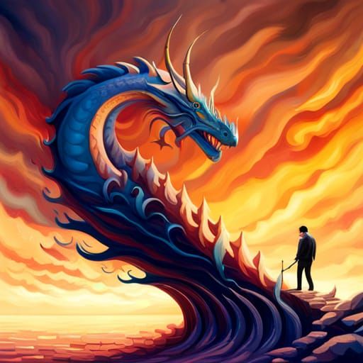Hyperrealistic Dragon Spewing Flames in Graffiti Art