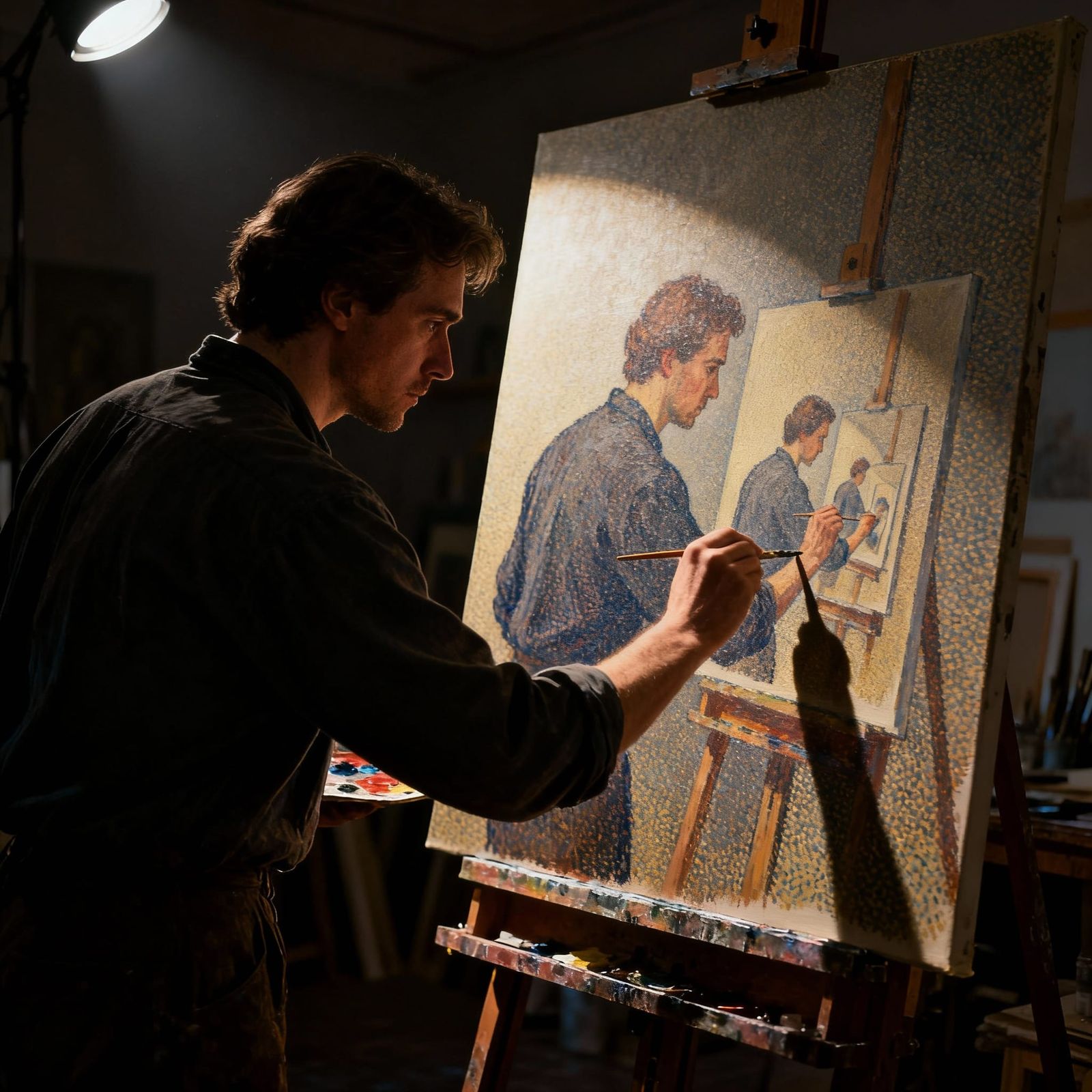 Recursive Artist Painting Infinite Self-Portrait