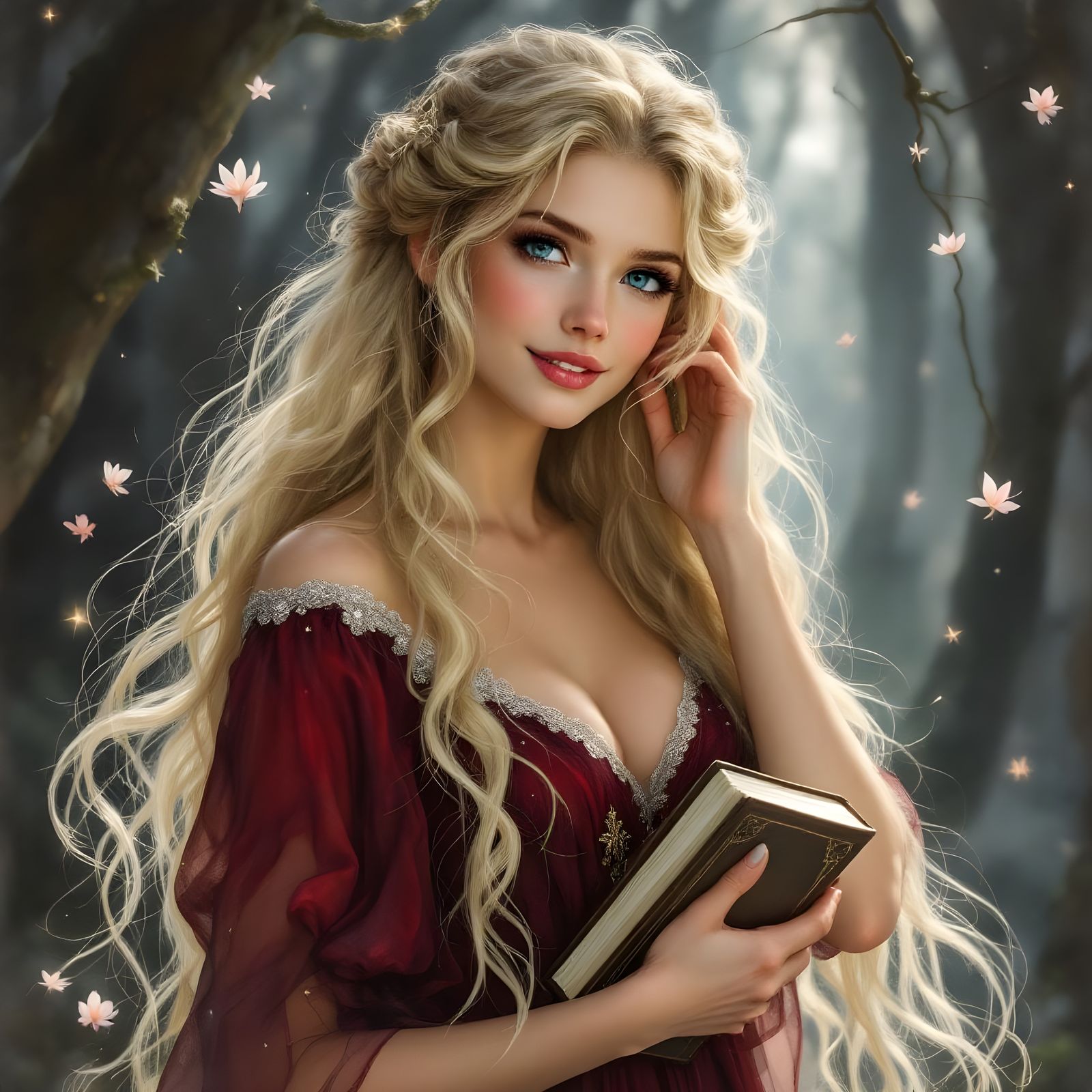 Beautiful Norse Goddess Portrait in Romantic Style