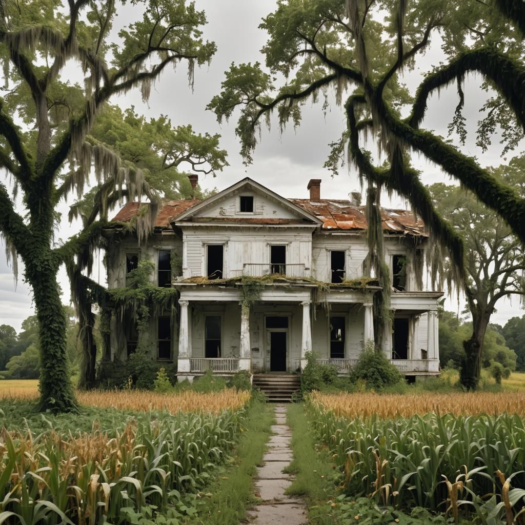 Hauntingly Beautiful Distant House in Cornfield