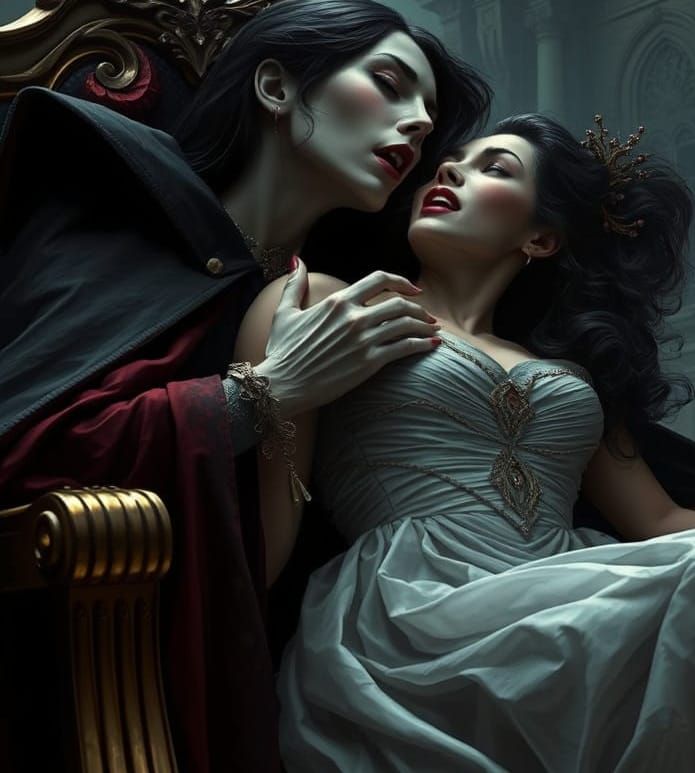 Victorian Vampire Queen in Eerie Moonlit Splendor