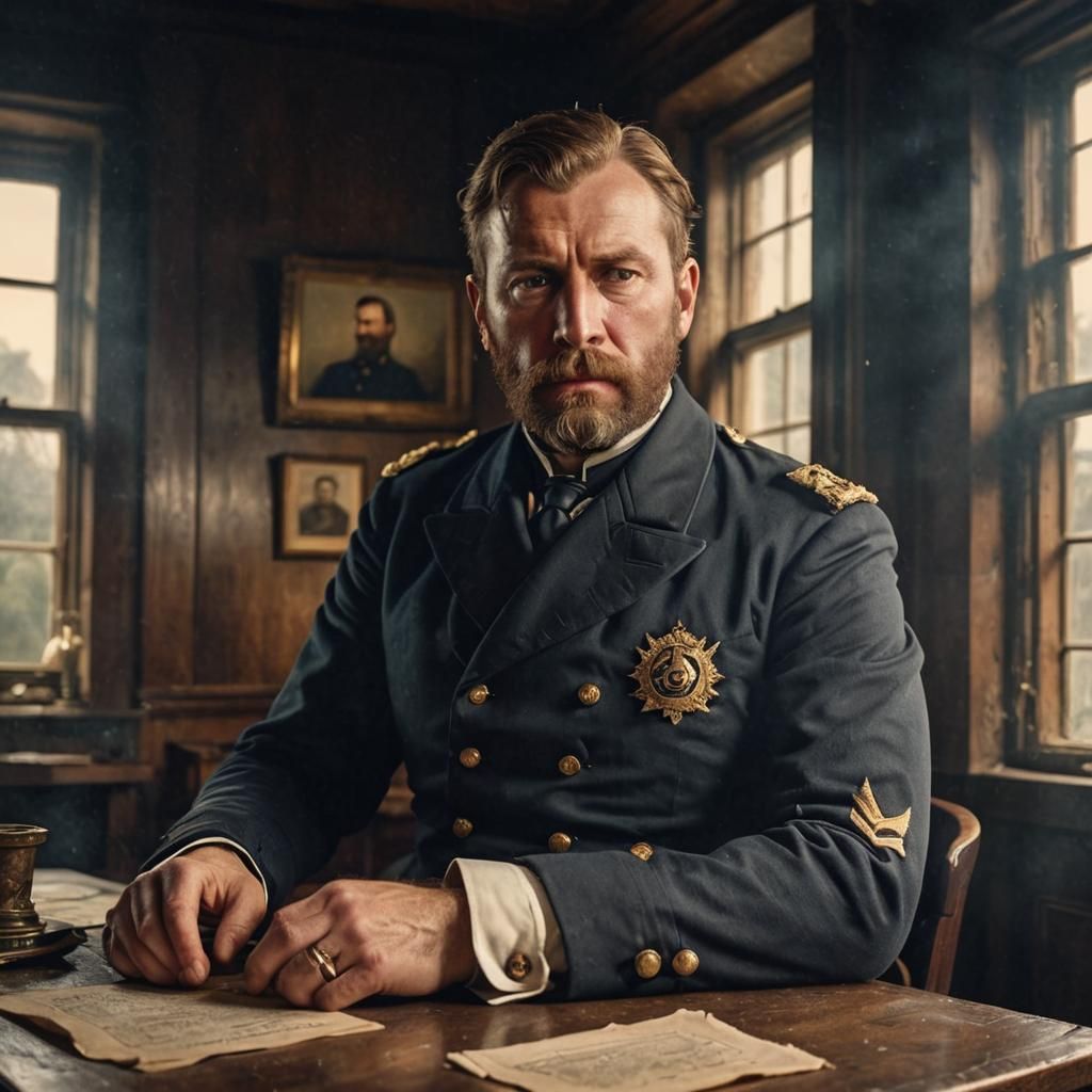 Frightened English Navy Captain Portrait, Victorian Era