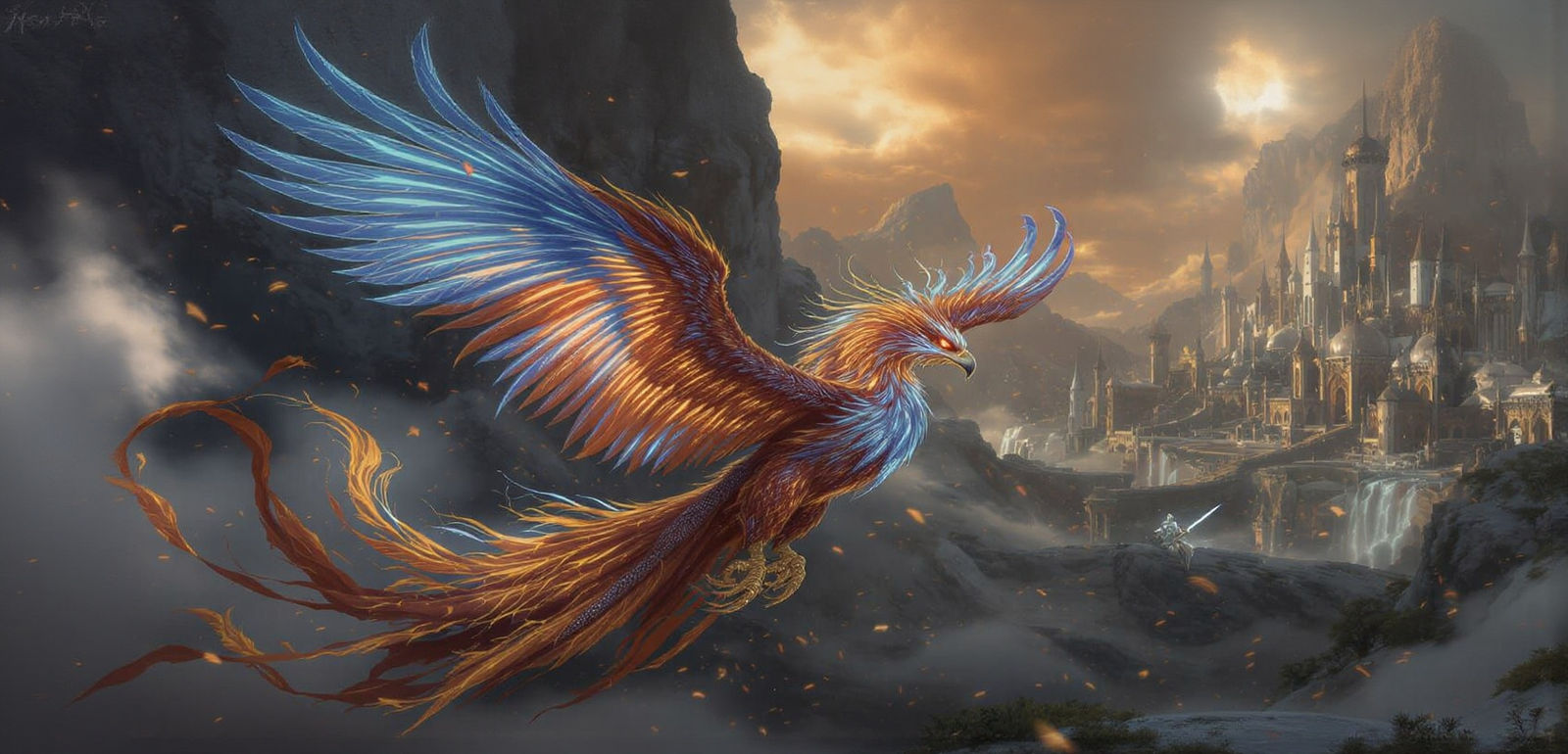 Phoenix and Knight in Magical Kingdom