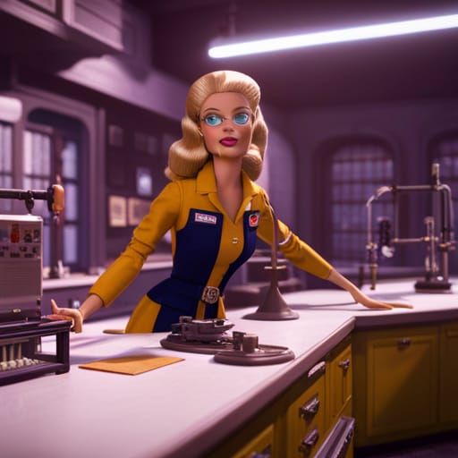 Scientist Barbie at Los Alamos: Detailed Matte Painting