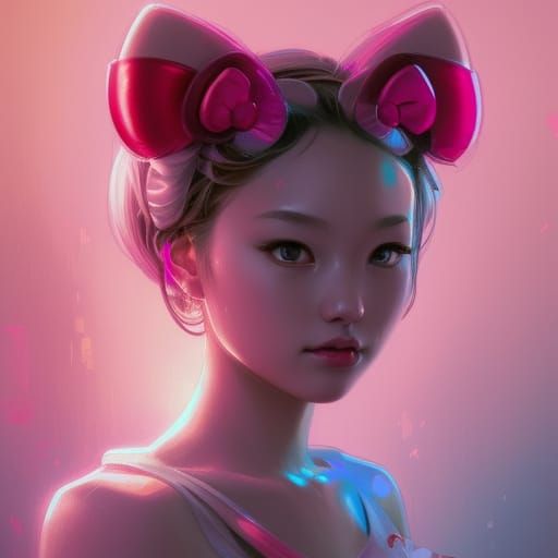 Hello Kitty Portrait in Hyperdetailed Style