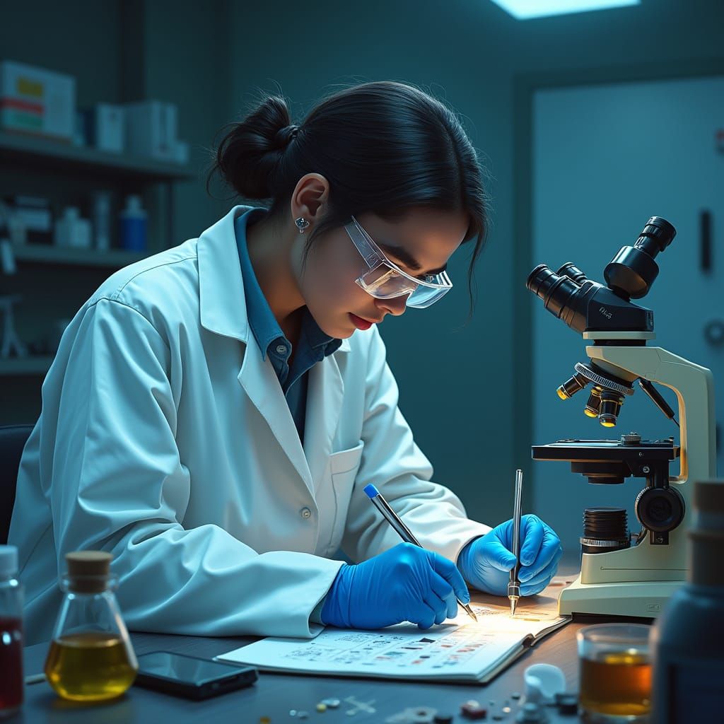 Forensic Chemist Examines Crime Scene Evidence