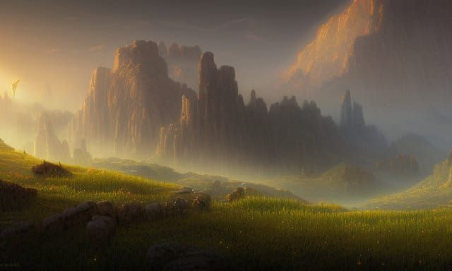 Epic Prairie Landscape in Dark Fantasy Style