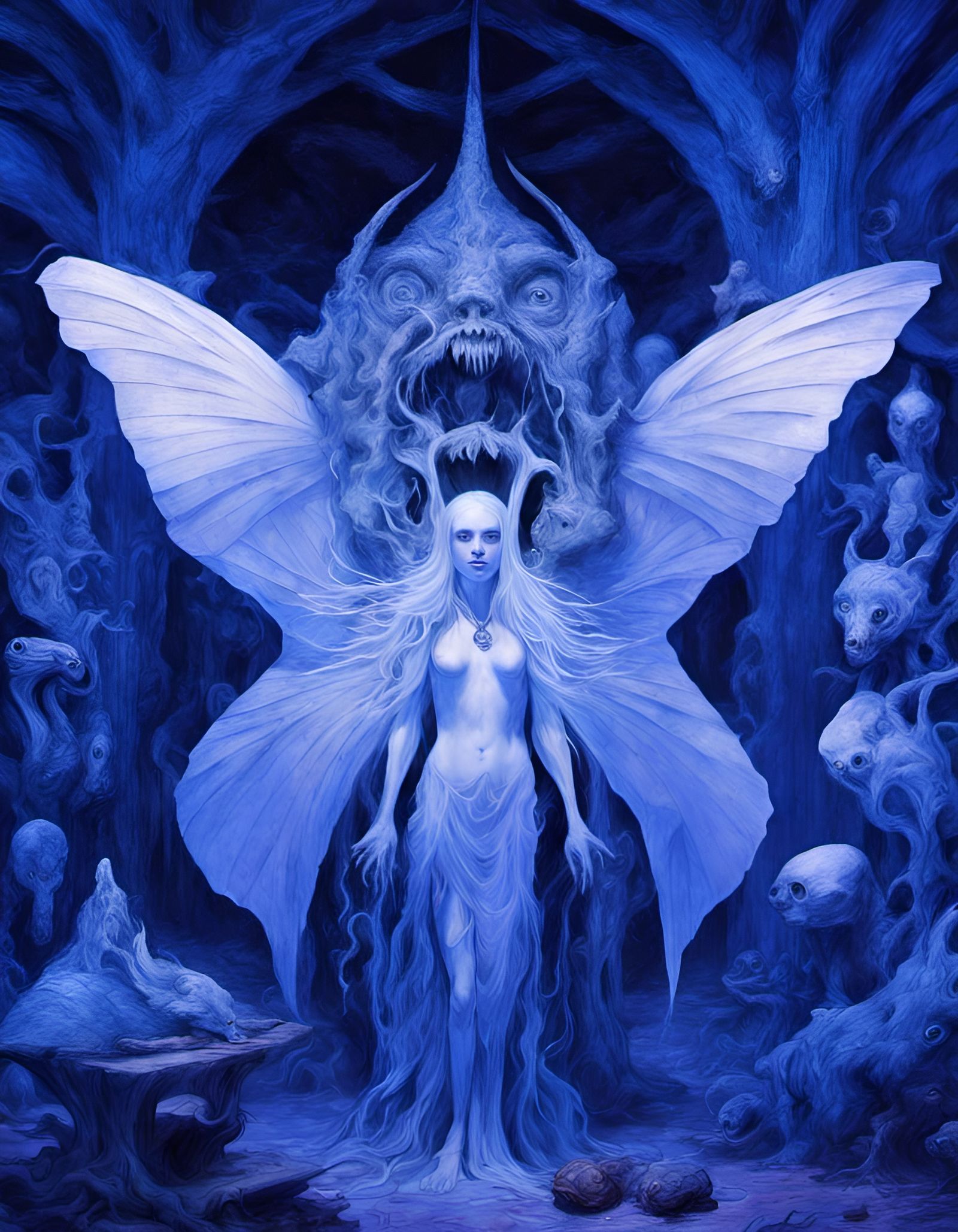 Cryptid Taxidermy in Primitive Structure: Fantasy Oil Painti...