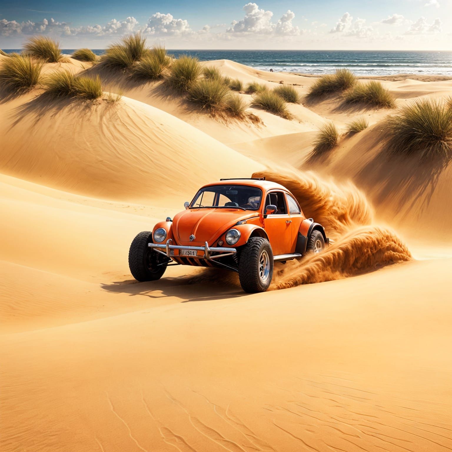 International Orange Baja Bug Jumping Sand Dunes