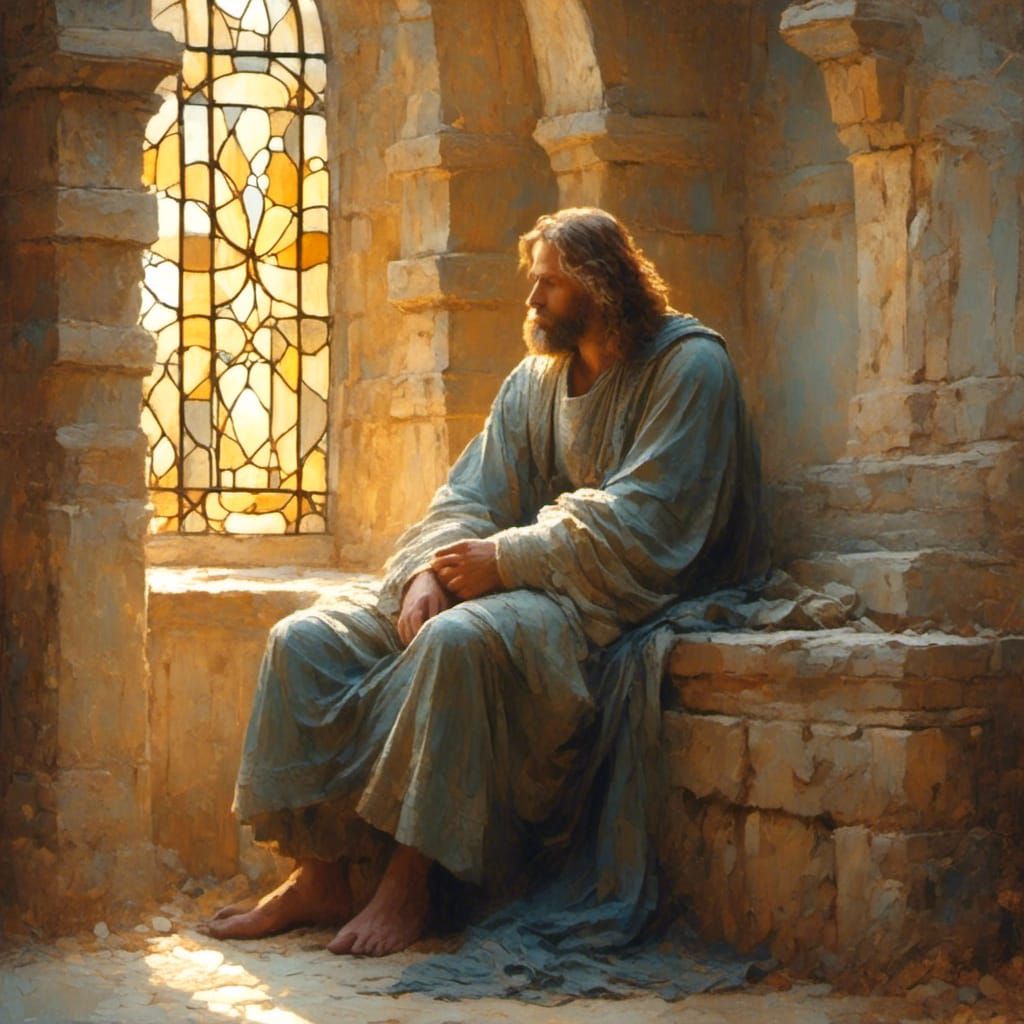 Contemplative Jesus Christ in Golden Light