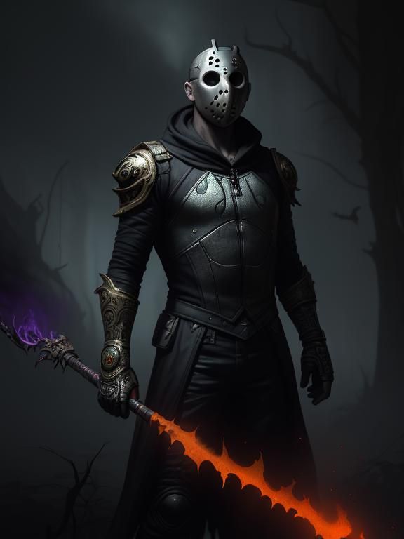 Jason Voorhees Portrait in Dark Fantasy Style