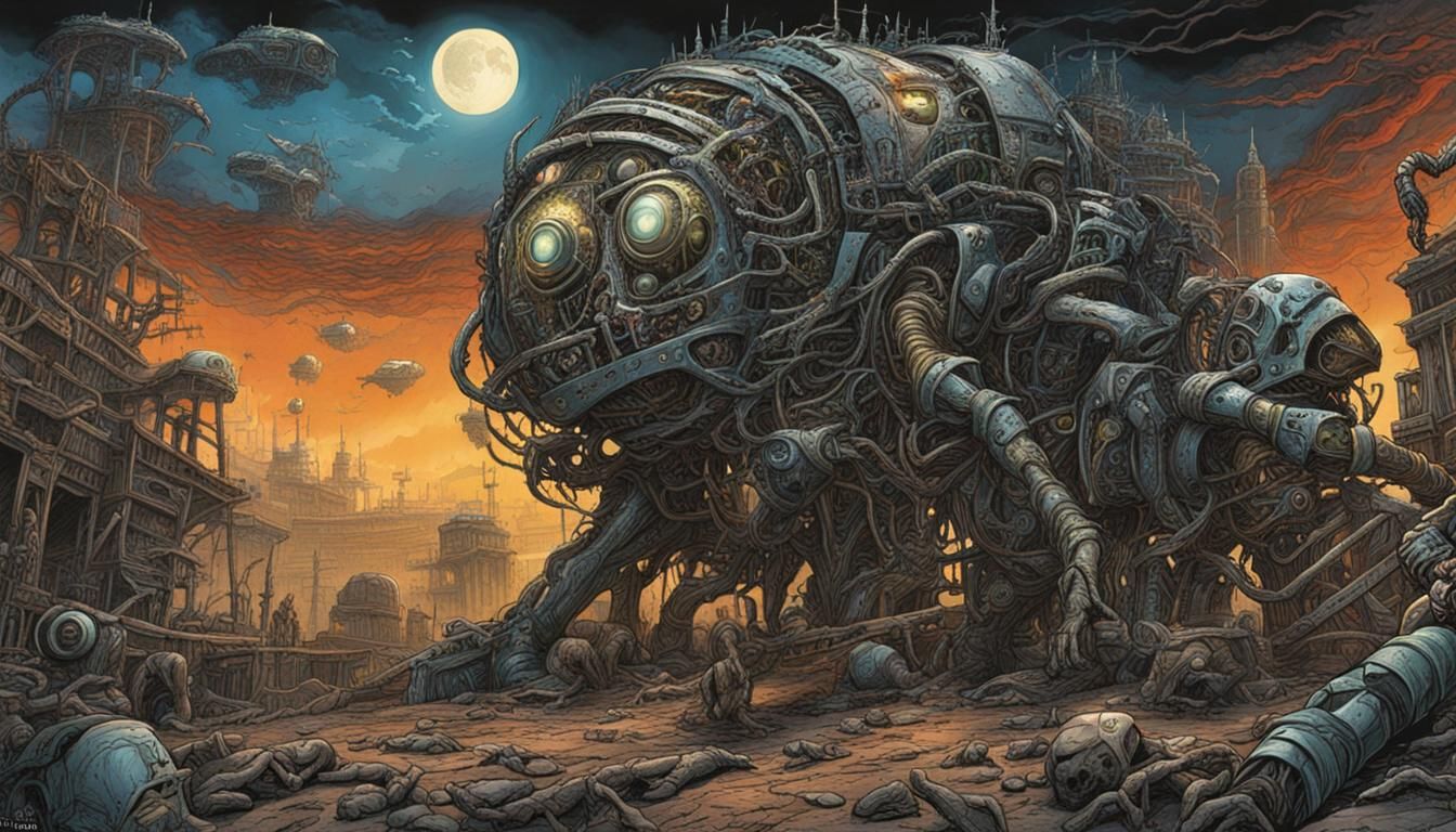 Haunting Sci-Fi Scene in Clive Barker Style