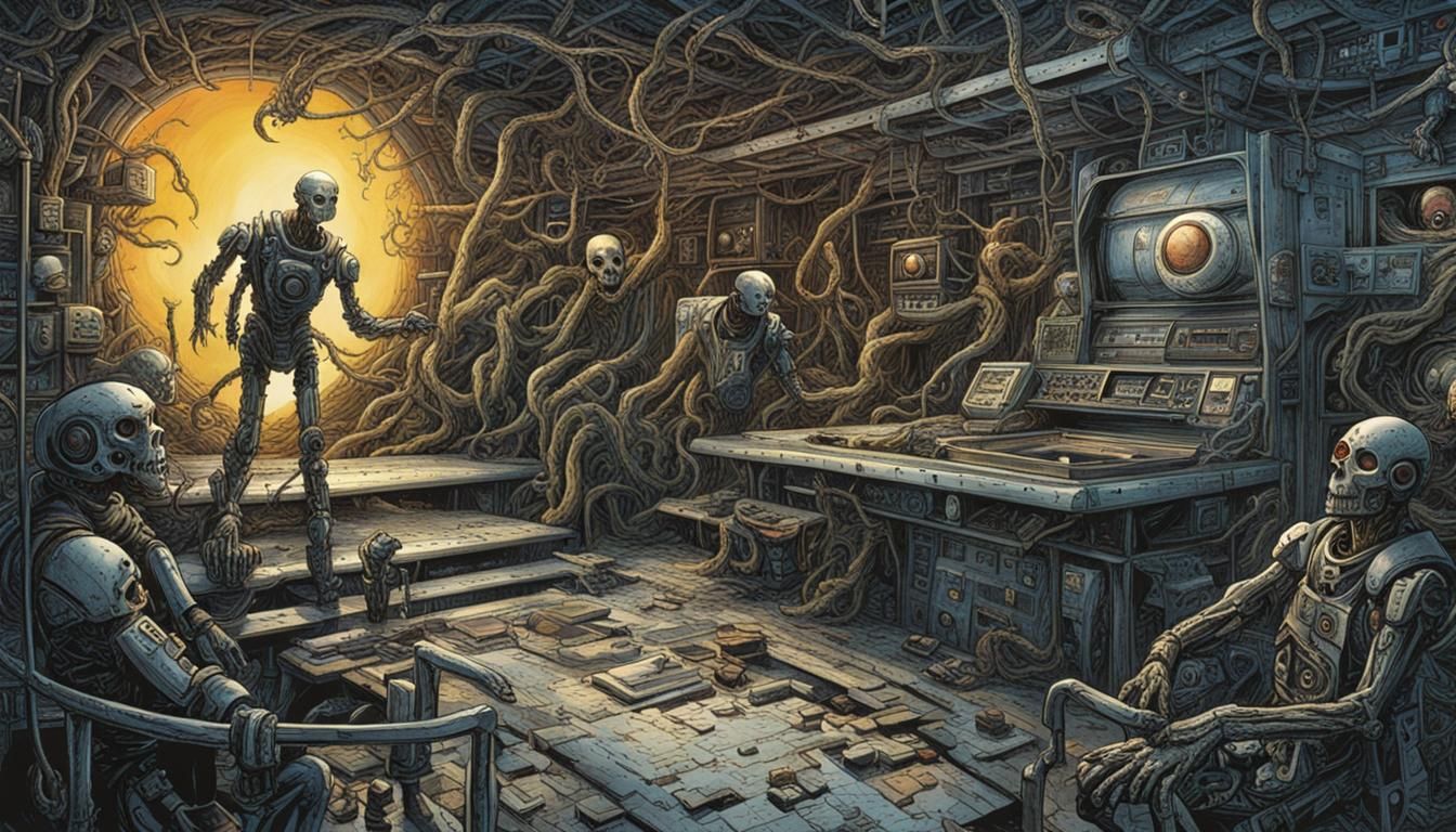 Haunting Sci-Fi Scene in Machina Malice Style