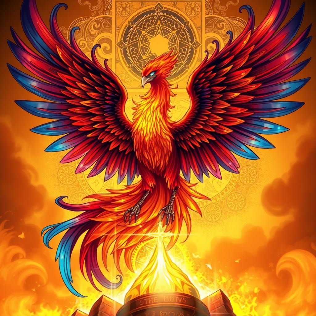 Majestic Phoenix Rises in Anime Style