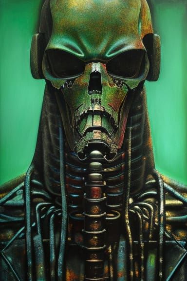 Grim Reaper Portrait in Biopunk Horror Style