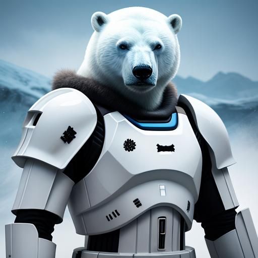Polar Bear in Stormtrooper Armor: Hyperrealistic Concept Art