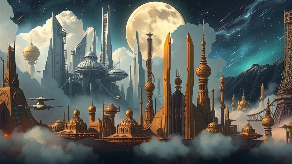 Utopian Cloud City with Golden Spires