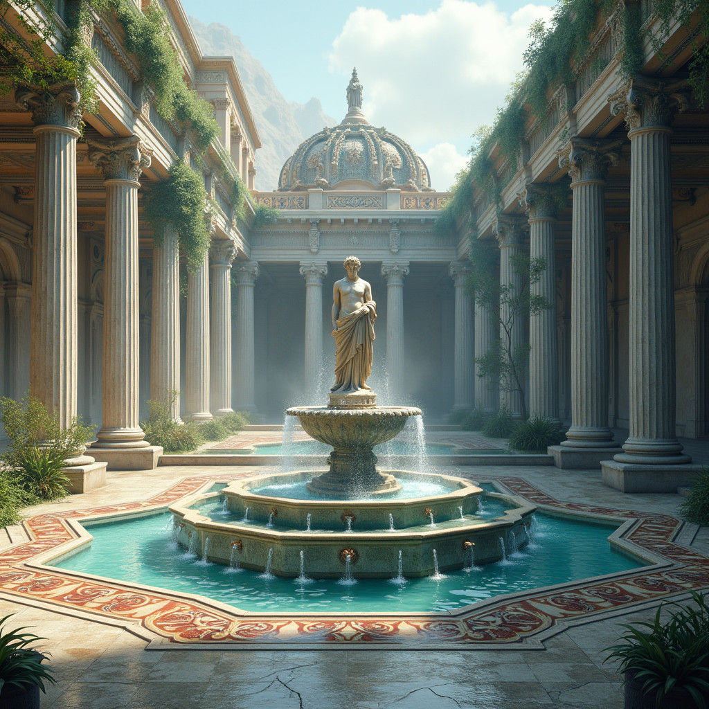 Majestic Apollo Fountain in Ancient Greek City