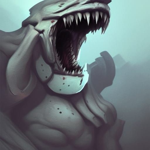 Surreal Dystopian Creature in Brutalist Style