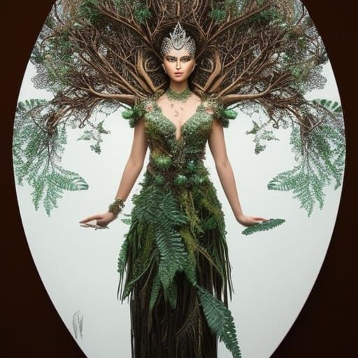 Tree Goddess Illustration in Hyperrealism Style