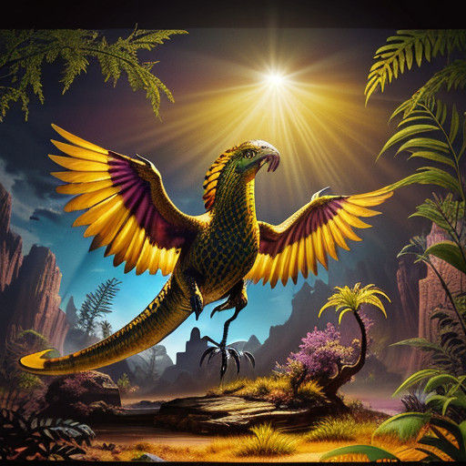 Mesozoic Predator Ambush in Dazzling Goldenrod and Magenta L...