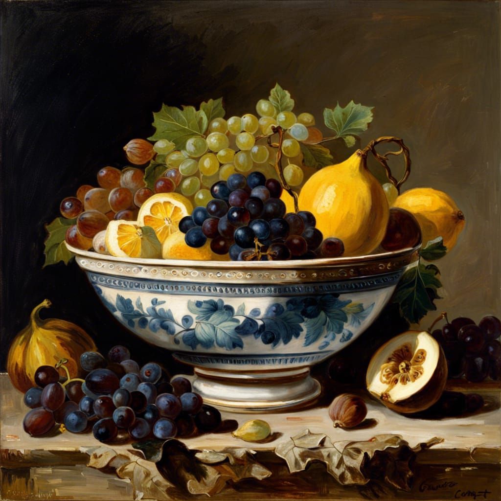 Realist Still Life of Fruit in Bowl