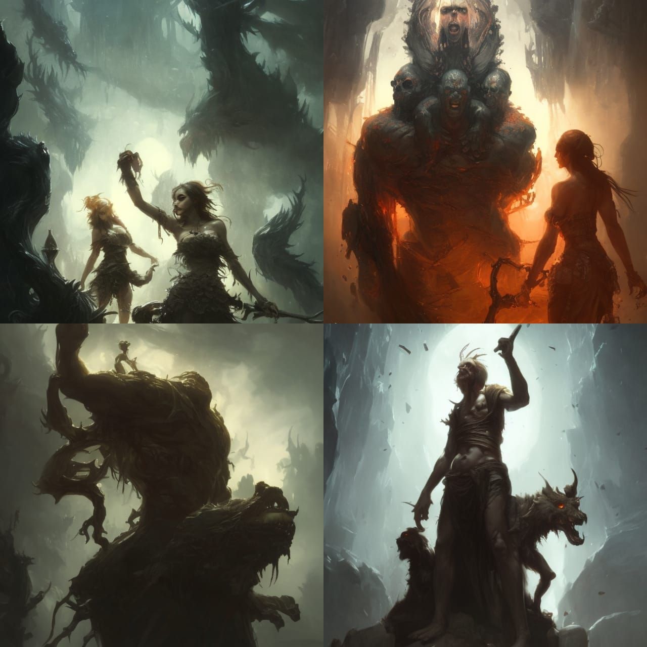 Hades and Cerberus in Dark Fantasy Art