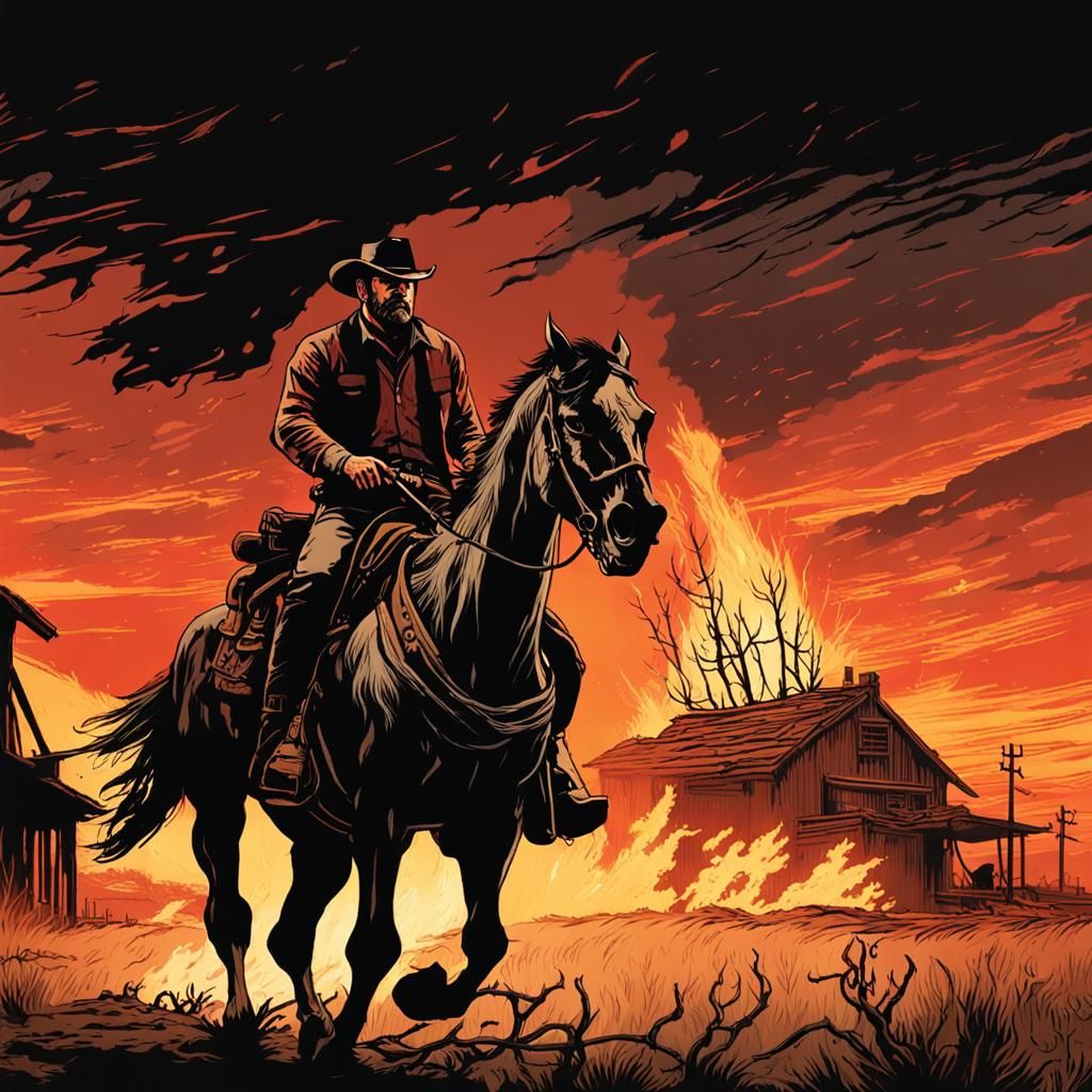 Arthur Morgan As Ghost rider. Arthur Morgan with flaming sku...