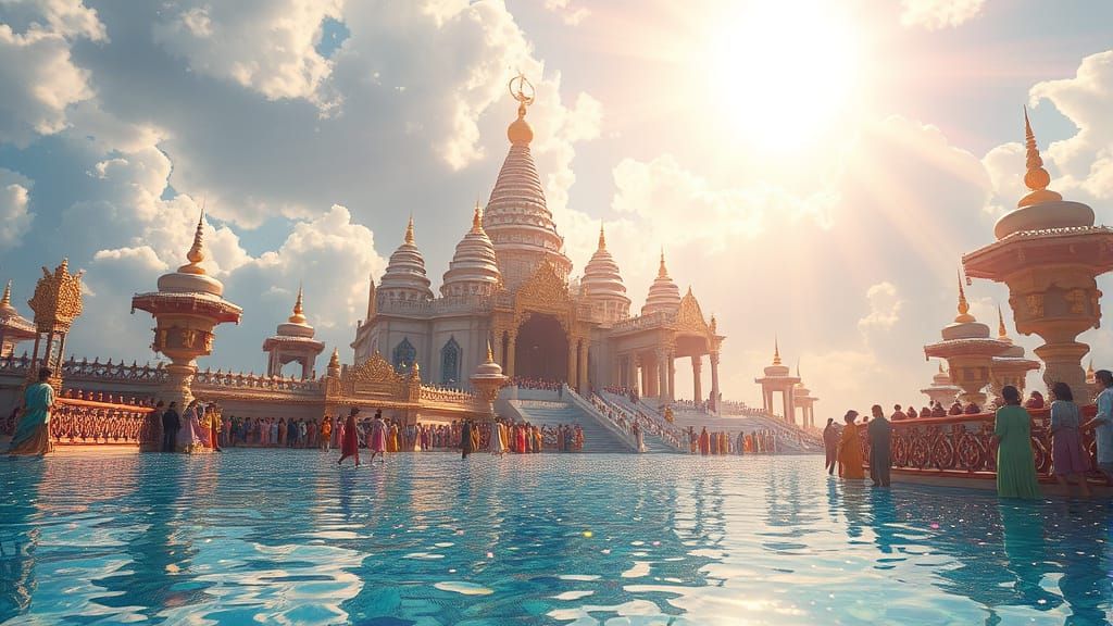 Whimsical Temple Dwellers in Vibrant Watercolor