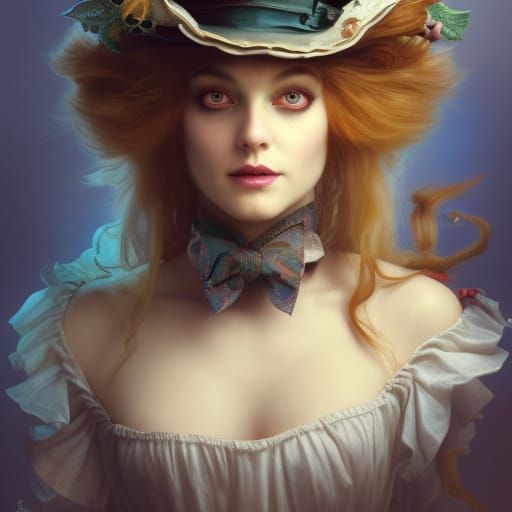 Steampunk Mad Hatter Portrait in Fantasy Wonderland