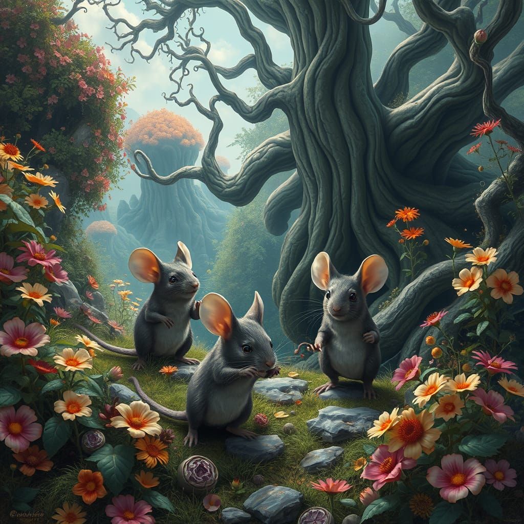 Heroic Mice in Mystical Realm, Matte Painting