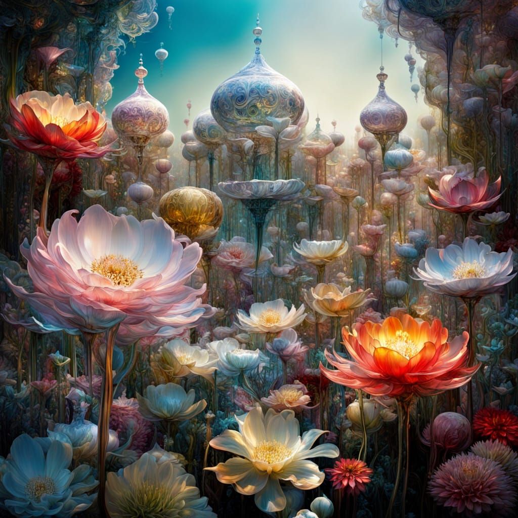 Ethereal Botanical Garden of Glass Blooms