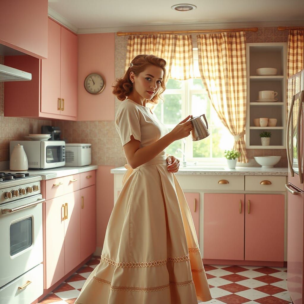 Tradwife in 1950s Kitchen, Concept Art Style