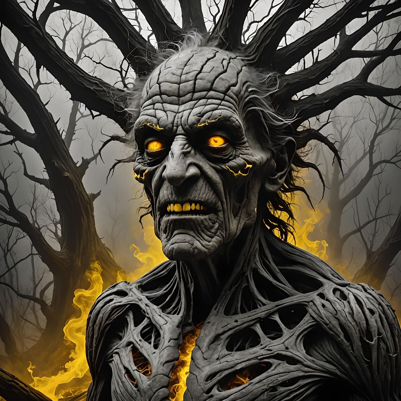 Monochrome Horror: Man Reveals Inner Demon