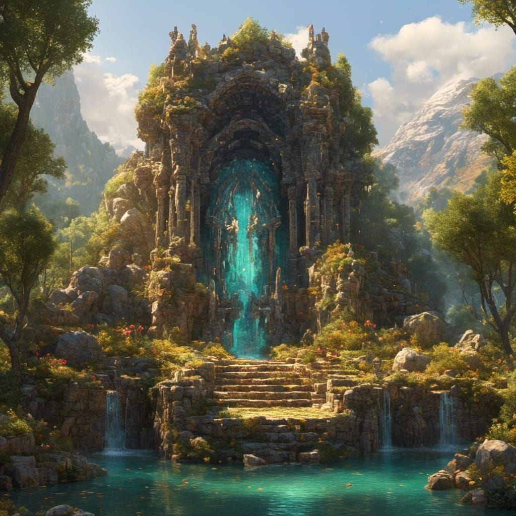 Fantasy Minecraft End Portal in Light Fantasy Style